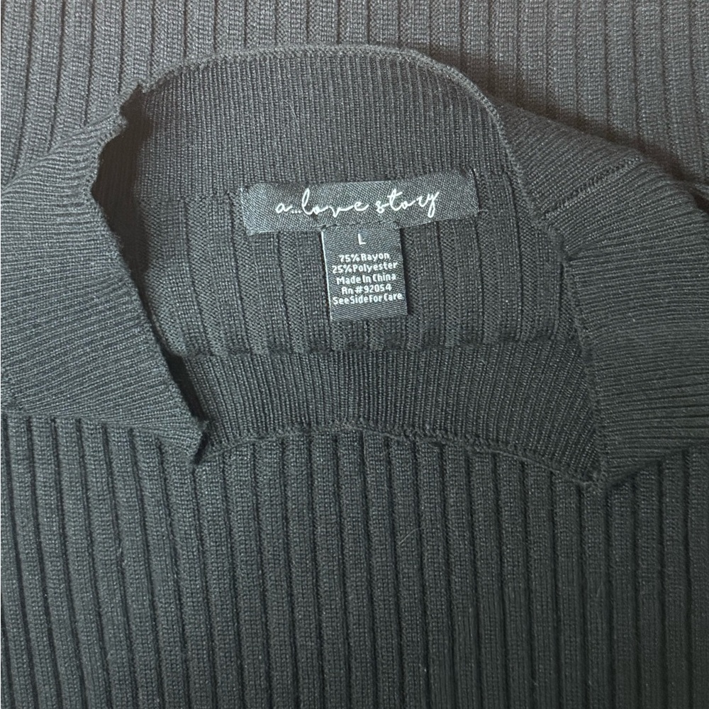 Black Ribbed Knit Sweater - Picture 5 of 5